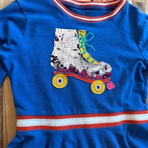 Mini Boden Sequins Rollerblade skate Retro long sleeve Twirl Dress 9-10 Large
